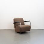 2x Leolux Scylla Fauteuil Laag Bruin Stof - Gemêleerd, Niet ingevuld, Metaal, Niet ingevuld, 75 tot 100 cm