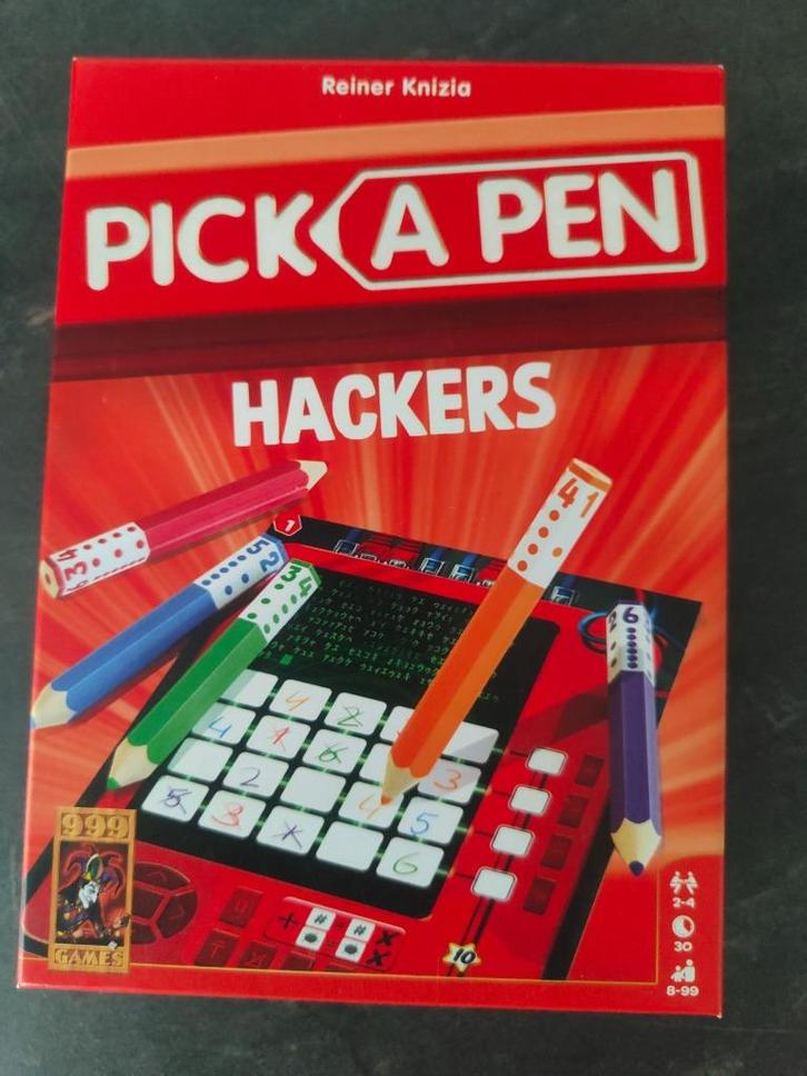 Pick a Pen Hackers | 999 Games, Hobby en Vrije tijd, Gezelschapsspellen | Overige, Zo goed als nieuw, Een of twee spelers, Drie of vier spelers