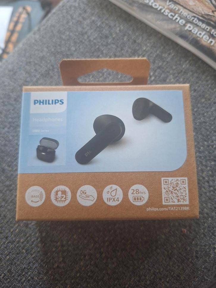 Zwarte Philips oordopjes//Nieuw, Audio, Tv en Foto, Koptelefoons, Nieuw, Philips, Draadloos, Bluetooth, Ophalen of Verzenden