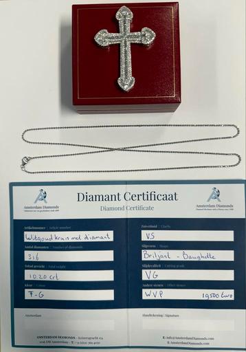  Prachtig Witgouden Kruis met Diamanten  beschikbaar voor biedingen