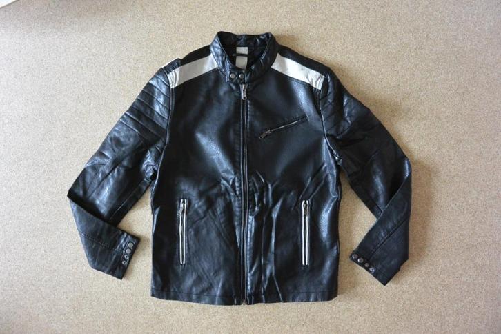 Zara Men bikerjack L zwart wit nepleer zga nieuw, Kleding | Heren, Jassen | Zomer, Zo goed als nieuw, Maat 52/54 (L), Zwart, Ophalen of Verzenden