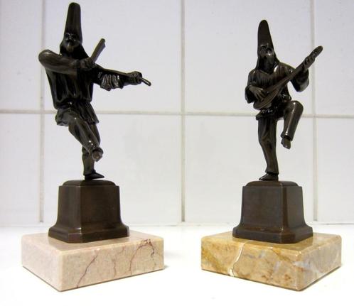 ===2 bronzen beelden=== c a 1920 ===muzikanten ===, Antiek en Kunst, Antiek | Koper en Brons, Brons, Ophalen of Verzenden