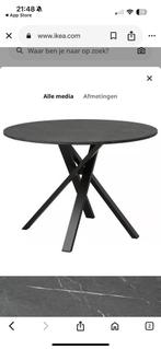 Mooie ronde marmer look tafel met 4 nette eetstoelen, Huis en Inrichting, Tafels | Eettafels, Ophalen, Zo goed als nieuw, Rond