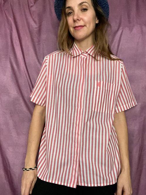 Vintage gestreepte blouse/shirt - rood - 40/L/large, Kleding | Dames, Blouses en Tunieken, Gedragen, Maat 38/40 (M), Rood, Ophalen of Verzenden