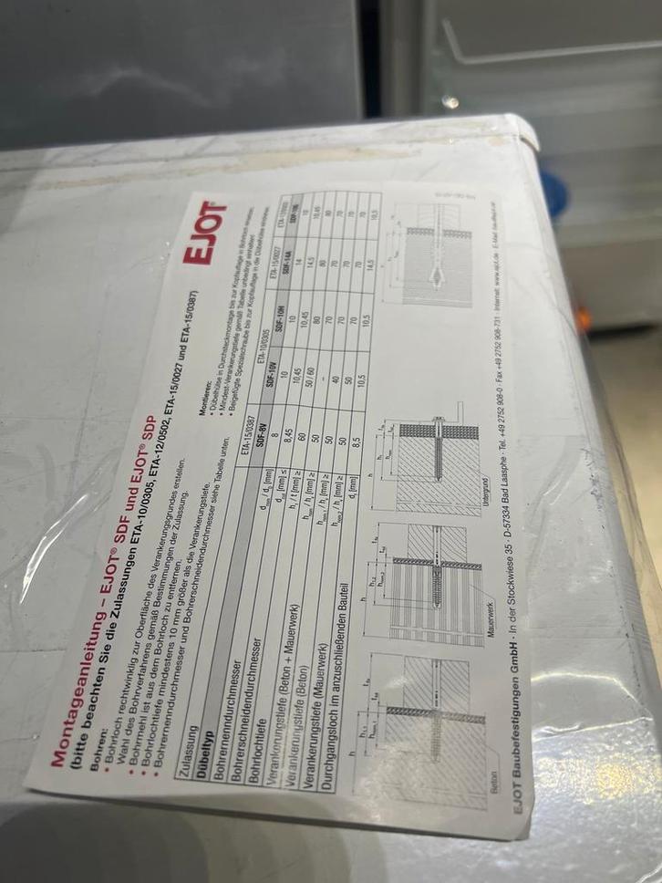 Gevelpluggen EJOT SDF-KB-8Vx160-V - Nieuw in doos!, Doe-het-zelf en Verbouw, IJzerwaren en Bevestigingsmiddelen, Nieuw, Pluggen