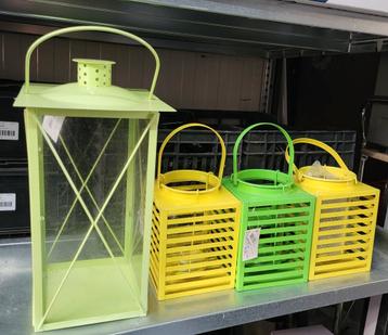 4x metalen lantaarn geel en groen voor 15 euro  beschikbaar voor biedingen