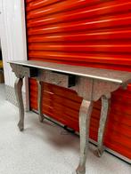 zilvergroene sidetable, Huis en Inrichting, Tafels | Sidetables, Ophalen, Gebruikt, 100 tot 150 cm, 25 tot 50 cm