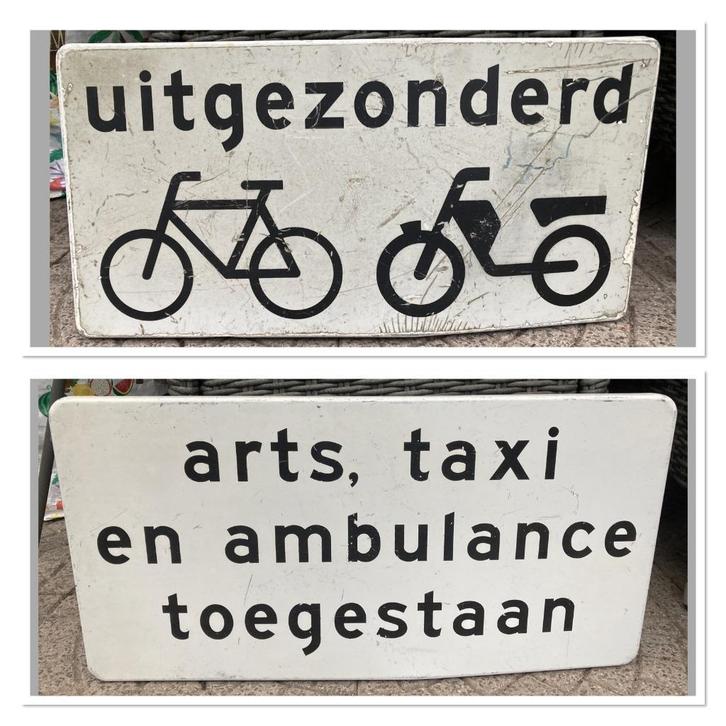 2 Oude ijzeren verkeersborden / EK, Antiek en Kunst, Curiosa en Brocante, Ophalen of Verzenden