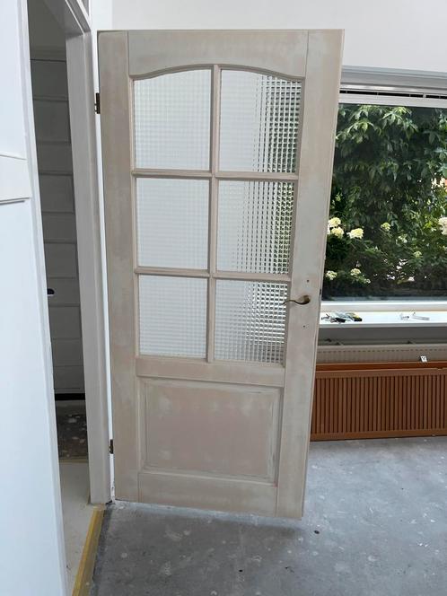 Glazen Binnendeur - Gebruikt, Doe-het-zelf en Verbouw, Deuren en Horren, Gebruikt, Binnendeur, 200 tot 215 cm, 80 tot 100 cm, Glas