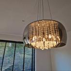 Smoke glas hanglamp met kristallen, Huis en Inrichting, Lampen | Hanglampen, Ophalen of Verzenden, Zo goed als nieuw, Glas, Minder dan 50 cm