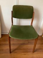 Vintage design stoel groen hout stof  Erik Buck O.D. Møbler, Ophalen