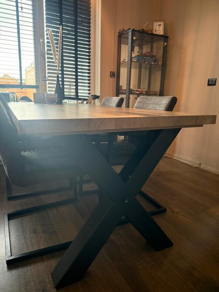 Eettafel met 4 stoelen, Huis en Inrichting, Tafels | Eettafels, Zo goed als nieuw, 50 tot 100 cm, Rechthoekig, Ophalen of Verzenden