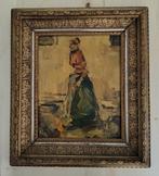 Schilderij olieverf op paneel in oude lijst, Antiek en Kunst, Kunst | Schilderijen | Klassiek, Ophalen of Verzenden