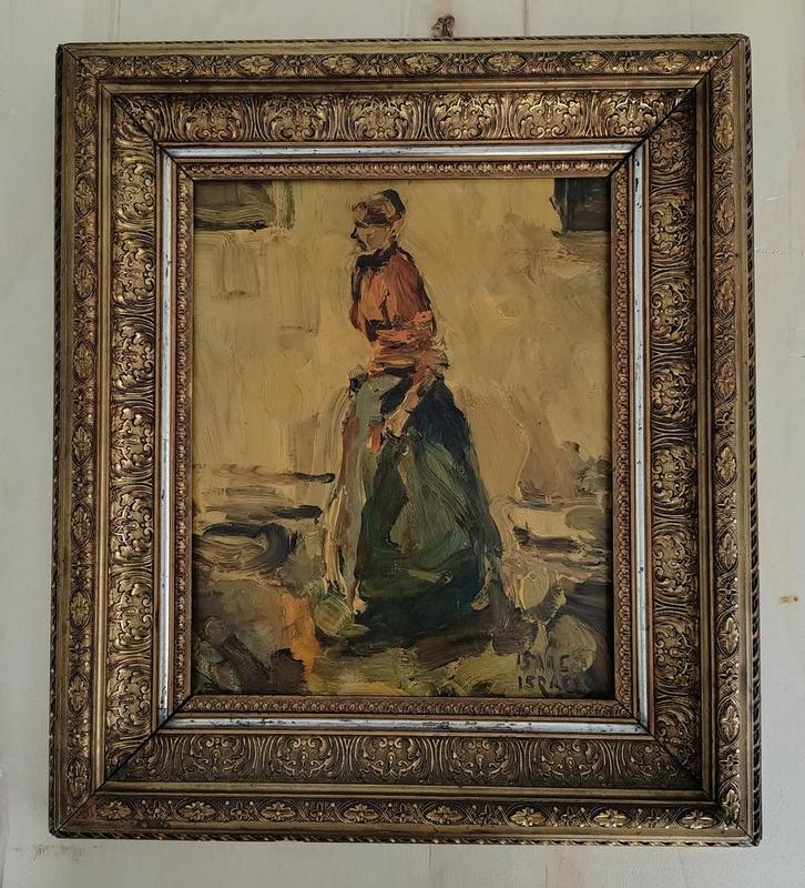 Schilderij olieverf op paneel in oude lijst, Antiek en Kunst, Kunst | Schilderijen | Klassiek, Ophalen of Verzenden