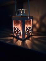 Leuk lantaarntje met roze glas, Ophalen of Verzenden, Zo goed als nieuw