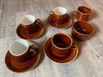 Vintage retro bruin servies keramiek kop en schotels mokken, Antiek en Kunst, Antiek | Servies compleet, Ophalen of Verzenden