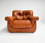 Cognackleurige lederen PelleRossi fauteuil, 1960's, Huis en Inrichting, Fauteuils, Gebruikt, Design, 75 tot 100 cm, Ophalen of Verzenden