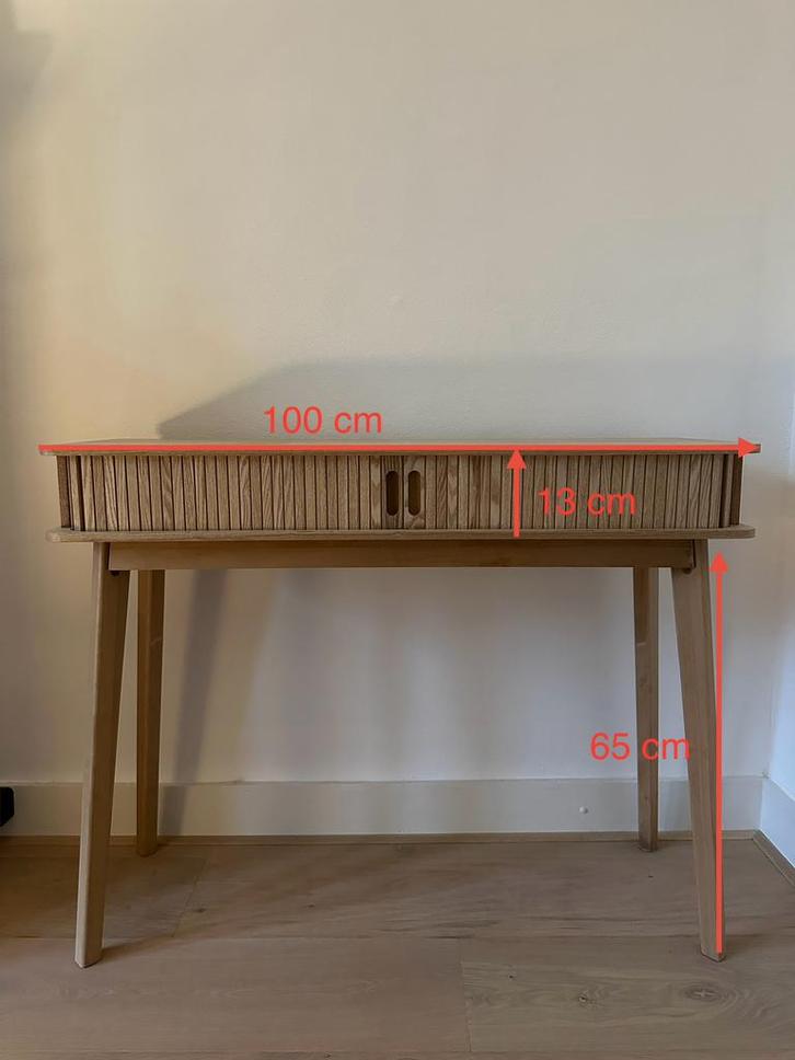 Houten bijzettafel / console tafel met schuifdeuren – 100 cm, Huis en Inrichting, Tafels | Sidetables, Zo goed als nieuw, 25 tot 50 cm