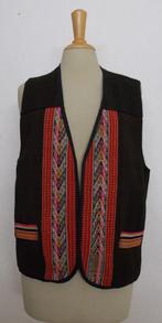 Mooi donkerbruin handgemaakt folklore look gilet! L, Bruin, Verzenden, Maat 42/44 (L), Zo goed als nieuw