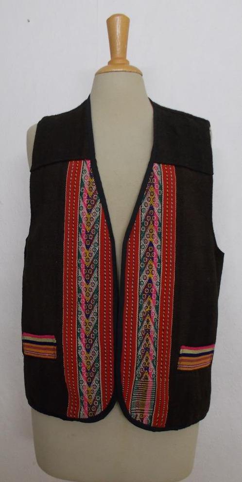 Mooi donkerbruin handgemaakt folklore look gilet! L, Kleding | Dames, Tops, Zo goed als nieuw, Maat 42/44 (L), Bruin, Zonder mouw