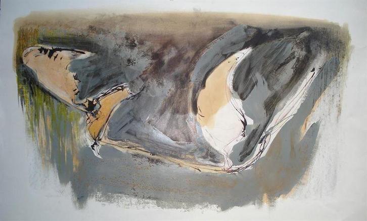 Adriaan Nieuwenhuis uit Eext, schilderij op dik papier., Antiek en Kunst, Kunst | Schilderijen | Modern, Ophalen of Verzenden