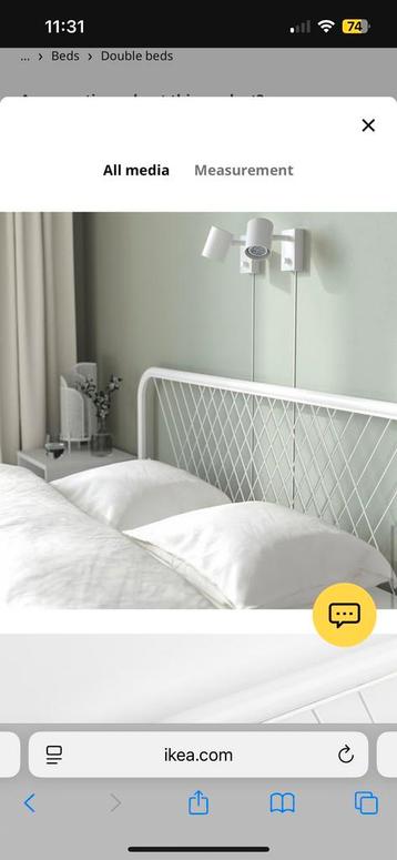 Ikea Nesttun Bedframe 180x200 - Wit Metaal - afbeelding 1