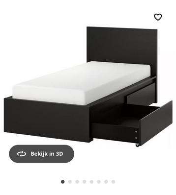 MALM Bedframe 90x200 met lades - Zwartbruin - afbeelding 3