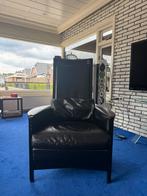 Zwart leren fauteuil van Giorgetti, Huis en Inrichting, Fauteuils, Ophalen, Zo goed als nieuw