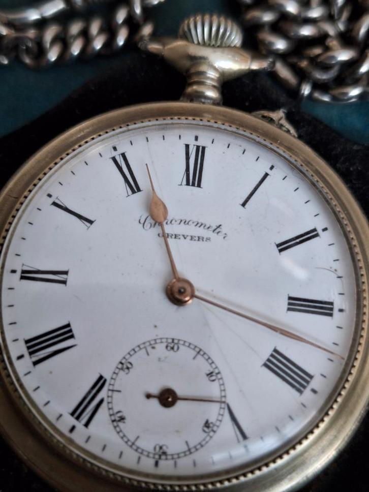 2 zilveren zakhorloges, 1 in originele doosje met ketting, Antiek en Kunst, Antiek | Klokken, Ophalen of Verzenden