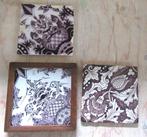 3x antieke wandtegel mangaan  paars ster tulp vierpas, Antiek en Kunst, Verzenden