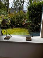 Twee Decoratieve Vogelbeelden Metaal/Hout, Ophalen, Gebruikt