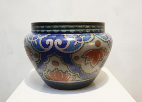 Gouda plateel cachepot 1919, Antiek en Kunst, Antiek | Keramiek en Aardewerk, Ophalen of Verzenden