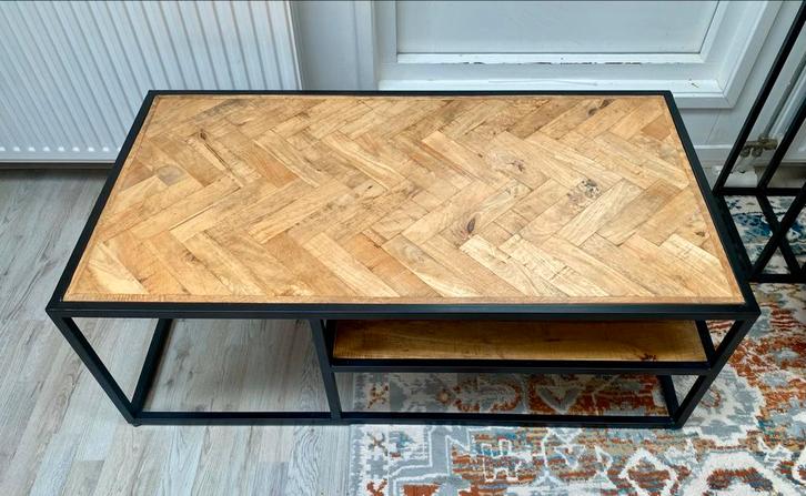 Industriële Koffietafel - Hout & Metaal, Huis en Inrichting, Tafels | Salontafels, Zo goed als nieuw, Minder dan 50 cm, 50 tot 100 cm