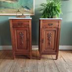 Lucky Vintage set 2 antieke nachtkastjes marmer blad, Antiek en Kunst, Antiek | Meubels | Kasten, Ophalen