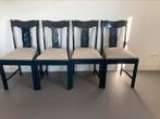 4 stuks geschilderde eiken stoelen - brocante - antiek, Ophalen