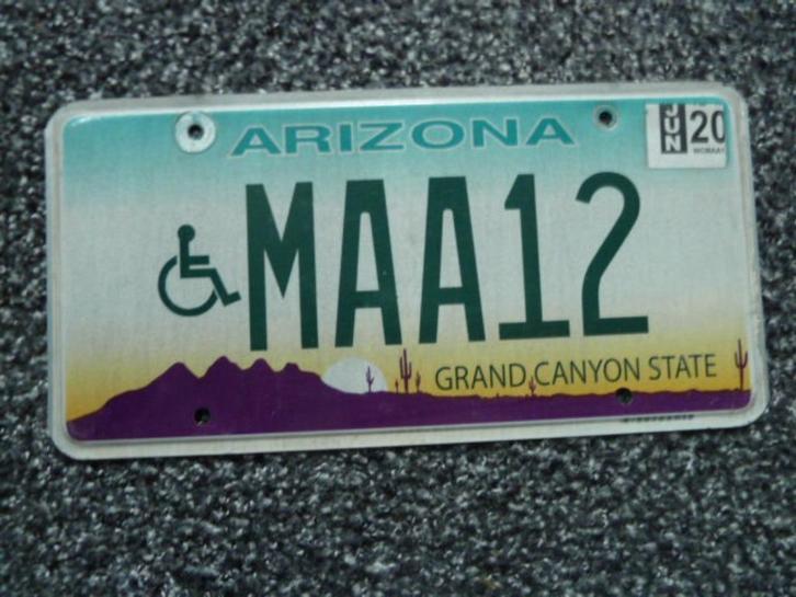 Kentekenplaat licenseplate Arizona Handicapped USA, Verzamelen, Automerken, Motoren en Formule 1, Gebruikt, Auto's, Verzenden