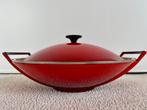Le Creuset wok 32cm, Gebruikt, Gietijzer, Ophalen of Verzenden, Keramische plaat