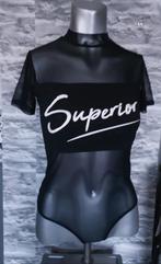 sexy mesh stringbody met tekst S, Kleding | Dames, Ondergoed en Lingerie, Coolcat, Ophalen of Verzenden, Zwart, Body of Korset