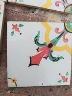 6,1m2 kleurrijke antieke Franse tegels geel, rood, groen, Ophalen