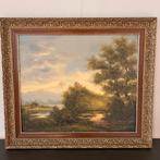 Schilderij-Natuur-gouden-lijst-75x65, Antiek en Kunst, Ophalen