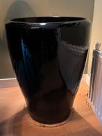 2 stuks Grote hoge zwarte bloempot aardewerk prijs p/st, Tuin en Terras, Ophalen, Balkon, 40 cm of meer, Rond