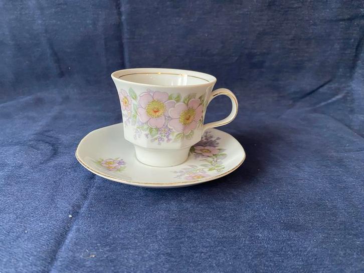 Bavaria Tirschenreuth Kop en Schotel Roze Klaproos, Verzamelen, Porselein, Kristal en Bestek, Gebruikt, Porselein, Ophalen of Verzenden