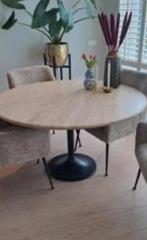 Richmond Ronde Eettafel Hampton Ø140 cm – Travertin, Ophalen, Nieuw, Rond, Luxestijl hotel chique tafel