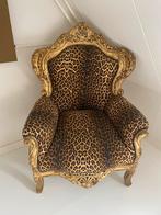 Antiek barok Koningsstoel Voetenbank Luipaardprint, Antiek en Kunst, Antiek | Meubels | Stoelen en Banken, Ophalen