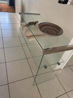 Side table van glas., Glas, 60 cm of meer, Rechthoekig, Ophalen of Verzenden