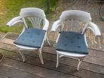 Bistrostoelen, 2 stuks met zgan kussens, Huis en Inrichting, Stoelen, Ophalen, Gebruikt, Twee, Wit