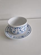 Sauskom juskom soepkom met vaste schotel blau saks jägers, Antiek en Kunst, Ophalen of Verzenden