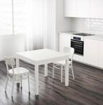 Ikea Bjursta uitschuifbare tafel wit, Huis en Inrichting, Tafels | Eettafels, Ophalen, Overige materialen, Gebruikt, Vierkant