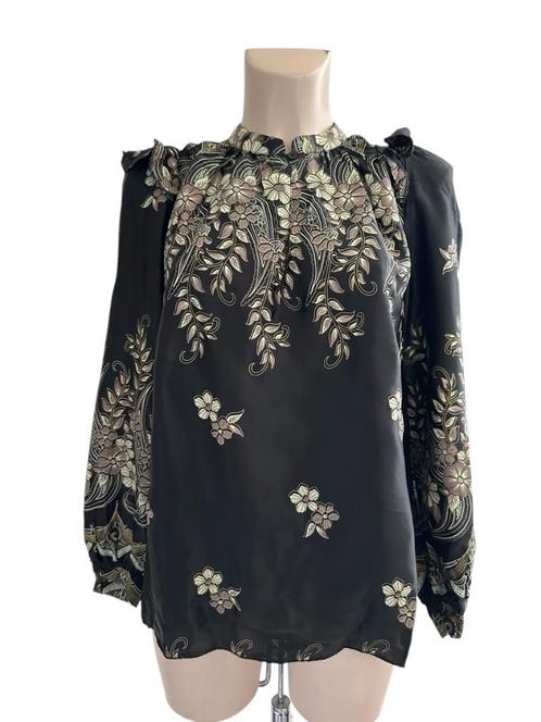 Antik Batik shirt lange mouw S, Kleding | Dames, Blouses en Tunieken, Zo goed als nieuw, Maat 46/48 (XL) of groter, Grijs, Ophalen of Verzenden