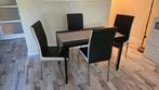 4x zwart witte eetkamerstoelen, Huis en Inrichting, Stoelen, Ophalen, Gebruikt, Zwart, Vier